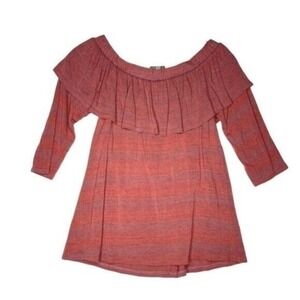 Dolan Left Coast Collection Mauve Space Dye Ruffle Off Shoulder Top Petite XS